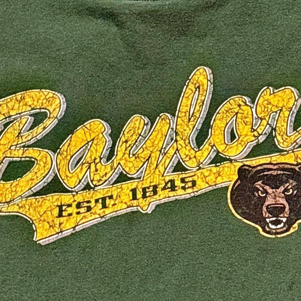 Vintage Y2K Baylor Bears t Shirt 100% cotton XL Soffe Green Y2K NCAA 90s Boxy